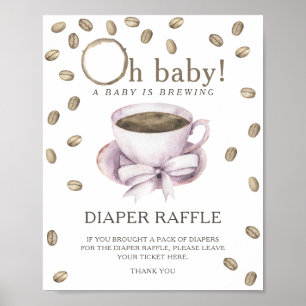 Kaffeebrühen-Baby-Party - Windel-Raffle-Poster Poster