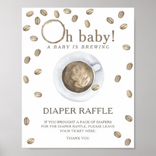 Kaffeebrühen-Baby-Party - Windel-Raffle-Poster Poster