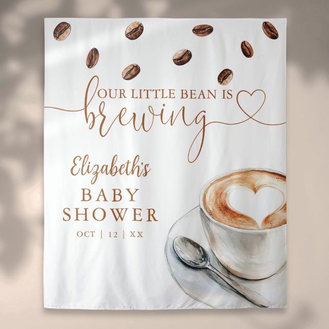 Kaffeebrühen Baby Shower Foto Hintergrund Wandteppich (Coffee Brewing Baby Shower Photo Backdrop)
