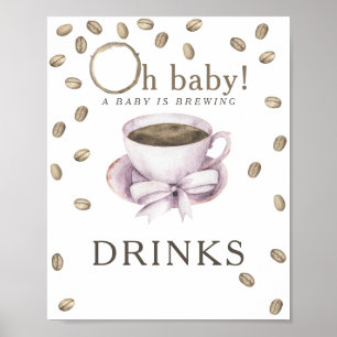 Kaffeebrühen-Baby-Shower-Getränke Poster