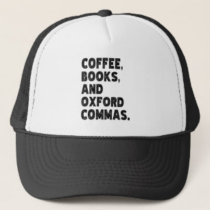 Kaffeebücher und Oxford Commas Cool Teacher Funny Truckerkappe