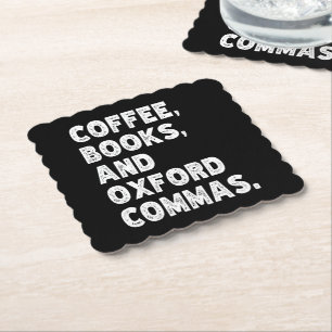 Kaffeebücher und Oxford Commas Cool Teacher Funny Untersetzer