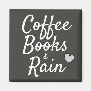Kaffeebücher und Regen Niedlich grau Magnet