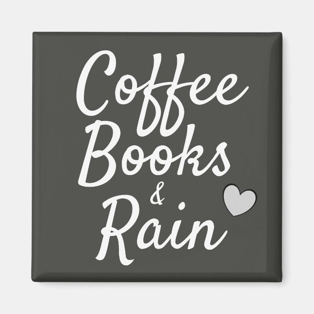 Kaffeebücher und Regen Niedlich grau Magnet (Vorne)