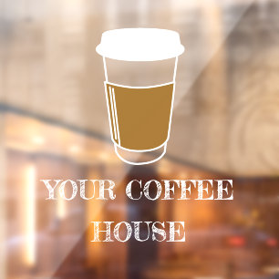 Kaffeecup-Illustration Etch-Kaffeegeschäft Fensteraufkleber