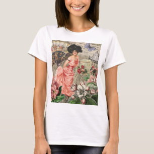 Kaffeedame viktorianische Frau Rosa reiches Gewand T-Shirt