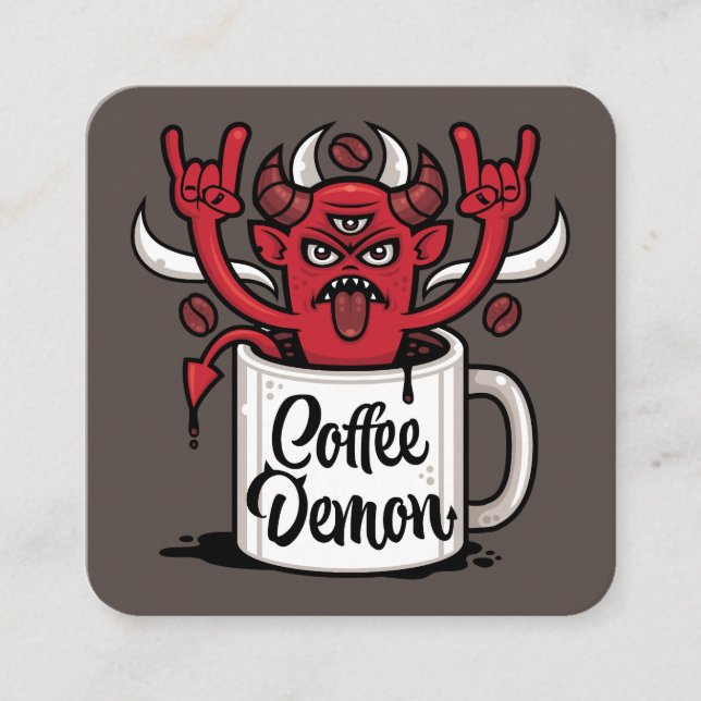 Kaffeedemon Quadratische Visitenkarte (Vorderseite)