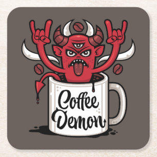 Kaffeedemon Rechteckiger Pappuntersetzer