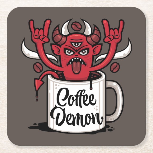 Kaffeedemon Rechteckiger Pappuntersetzer (Vorderseite)