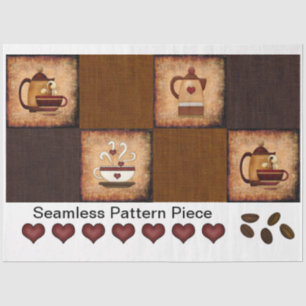 Kaffeedesign Rustikale Decoupage Nahtloses Muster  Seidenpapier