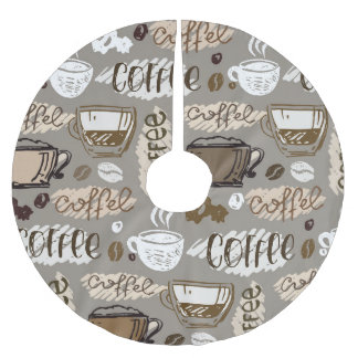 Kaffeedodeln: HandGezeichnet Muster Polyester Weihnachtsbaumdecke