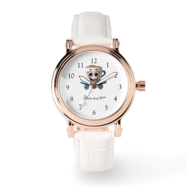 Kaffeefreund individuelle Nachricht Armbanduhr (Vorderseite)