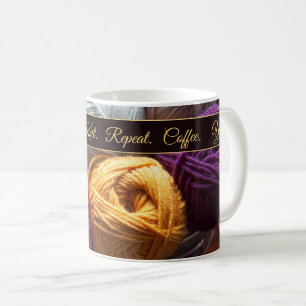 Kaffeegarne Strick Wiederholung Mantra für Knitte Kaffeetasse