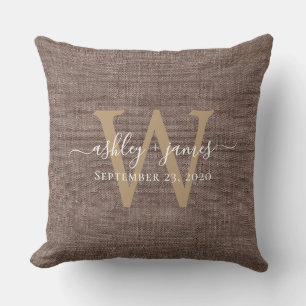 Kaffeegarnitur-Monogramm-Hochzeitsandenken Kissen