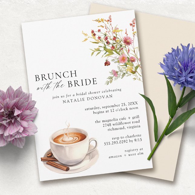 Kaffeegarten | Niedliches Frühjahr Brautparty Brun Einladung (Von Creator hochgeladen)