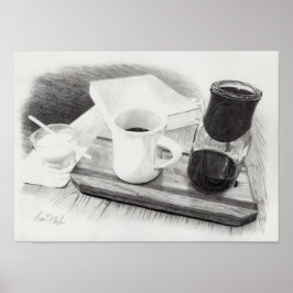 Kaffeegefühlter realistischer, detaillierter Bleis Poster