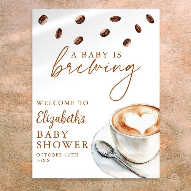 Kaffeehaus Babydusche Begrüßungszeichen Poster (Coffee Brewing Baby Shower Welcome Sign)