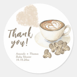 Kaffeehaus Babydusche Danke Runder Aufkleber