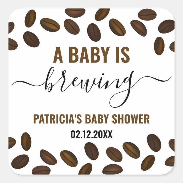 Kaffeehaus Babydusche ein Baby braut Quadratischer Aufkleber (Vorderseite)