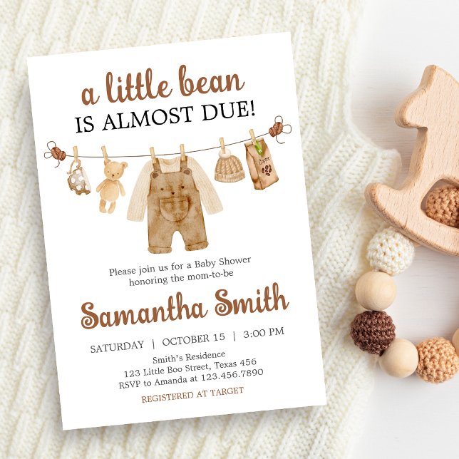 Kaffeehaus Babydusche Einladung (Coffee Little Bean Baby Shower Invitation)