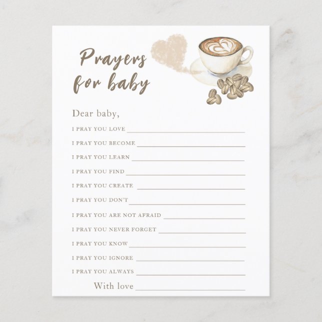 Kaffeehaus Babydusche Gebete für das Baby (Vorderseite)