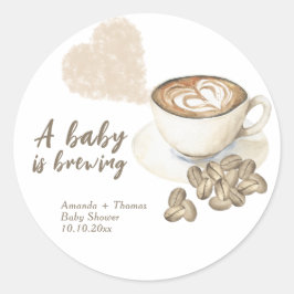 Kaffeehaus Babydusche Runder Aufkleber