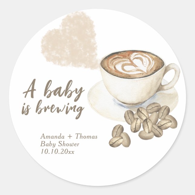 Kaffeehaus Babydusche Runder Aufkleber (Vorderseite)