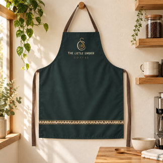 Kaffeehaus-Barista Grün & Kaffeebohnenrand Schürze