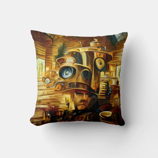 Kaffeehaus Donuts Steampunk Kissen (Vorderseite)