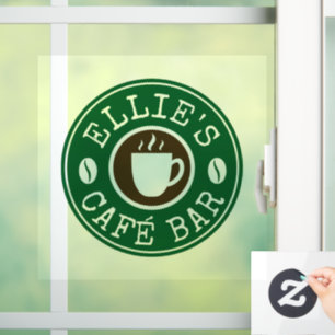 Kaffeehaus-Geschäftslogo, individuelle Fensterfoli Fensteraufkleber