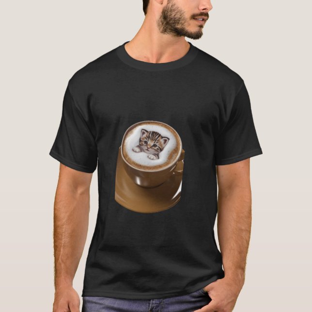 Kaffeehaus Liebhaber, die Lieben Katzen Katzenkuns T-Shirt (Vorderseite)