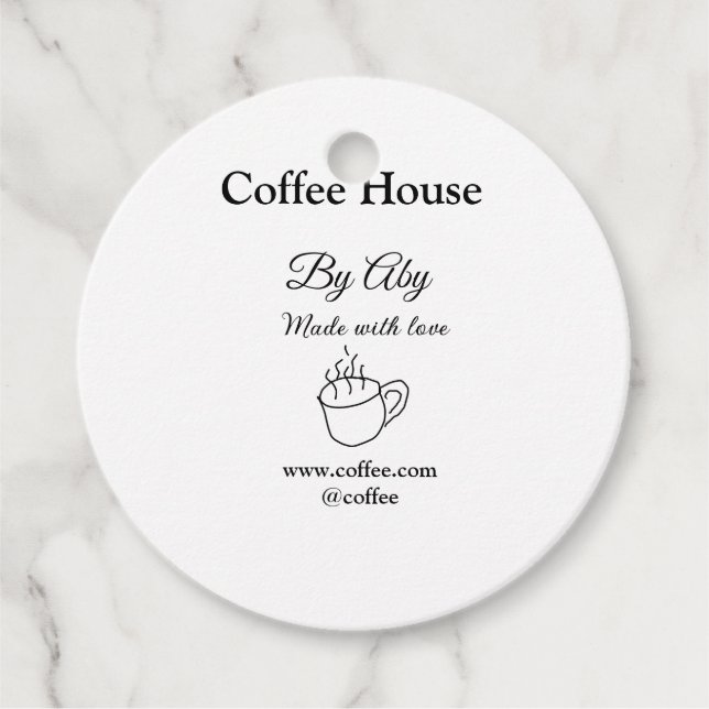 Kaffeehaus mit Liebe hinzufügen Text Website socia Geschenkanhänger (Vorderseite)