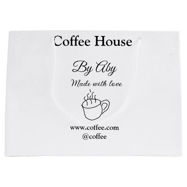 Kaffeehaus mit Liebe hinzufügen Text Website socia Große Geschenktüte (Vorderseite)
