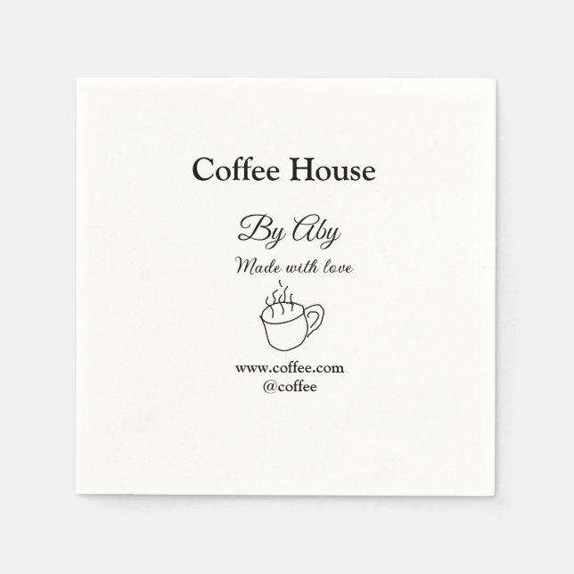 Kaffeehaus mit Liebe hinzufügen Text Website socia Serviette (Vorderseite)