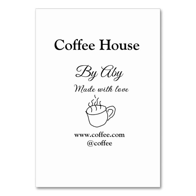 Kaffeehaus mit Liebe hinzufügen Text Website socia Tischnummer (Vorderseite)