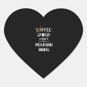 Kaffeehunde & Mountainbike Downhill Herz-Aufkleber