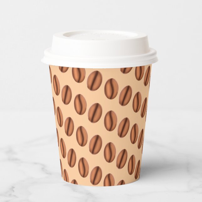 Kaffeekaffinen-Bohnen Pappbecher (Links)
