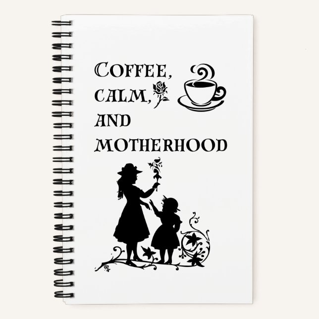 Kaffeekalme Silhouette Kunst Notizbuch (Vorderseite)