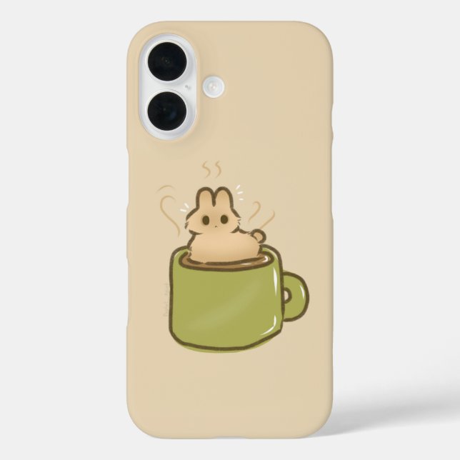 Kaffeekaninchen iPhone 16 Hülle (Rückseite)