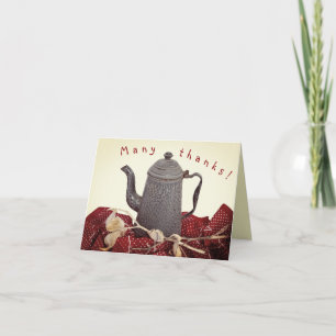 Kaffeekanne Tischdecken Zuhause-Gastfreundschaft d Dankeskarte