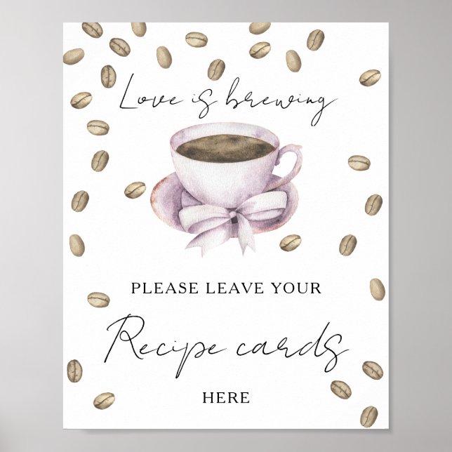 Kaffeekarte Brautparty Ihre Rezepte hier Poster (Vorne)