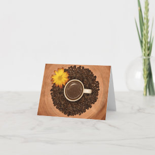 Kaffeekarte und gelbe Blume Karte