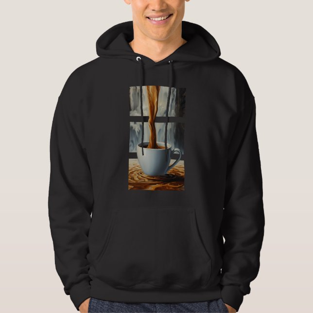 Kaffeekaskade Kunst mit Surreal Wasserfall Flow Hoodie (Vorderseite)