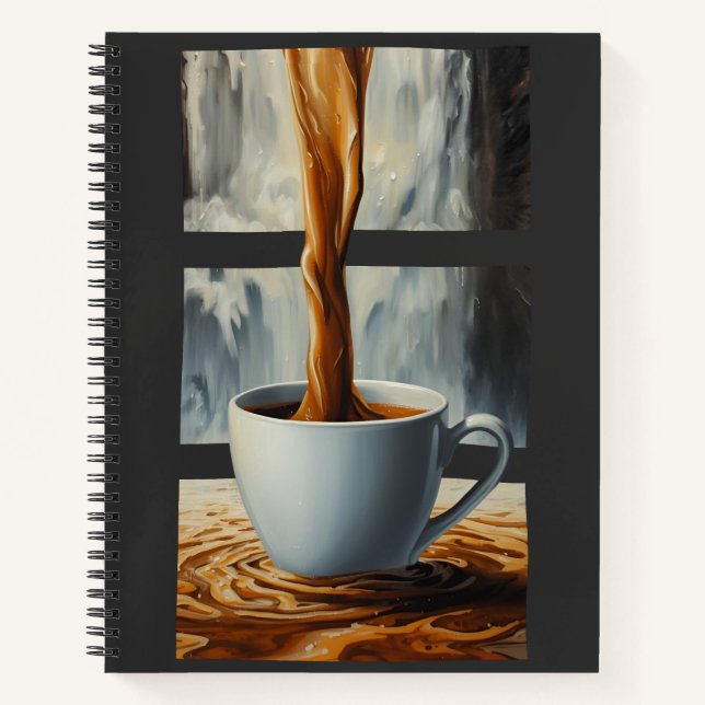 Kaffeekaskade Kunst mit Surreal Wasserfall Flow Notizbuch (Vorderseite)