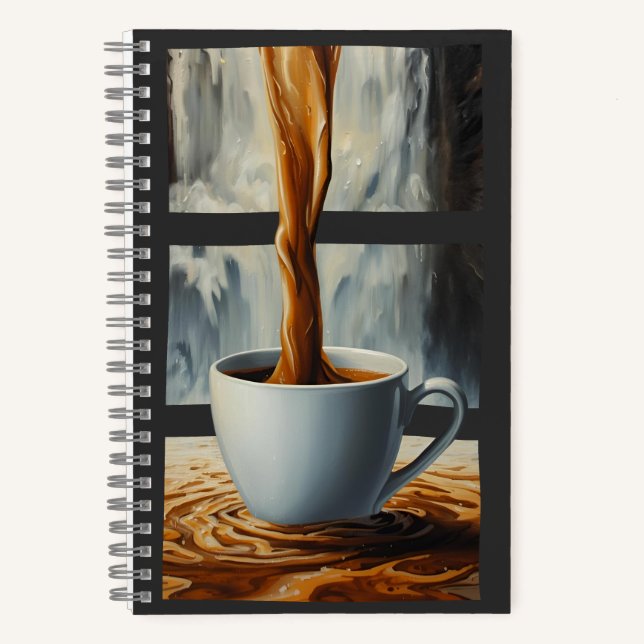 Kaffeekaskade Kunst mit Surreal Wasserfall Flow Notizbuch (Vorderseite)