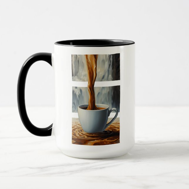 Kaffeekaskade Kunst mit Surreal Wasserfall Flow Tasse (Links)
