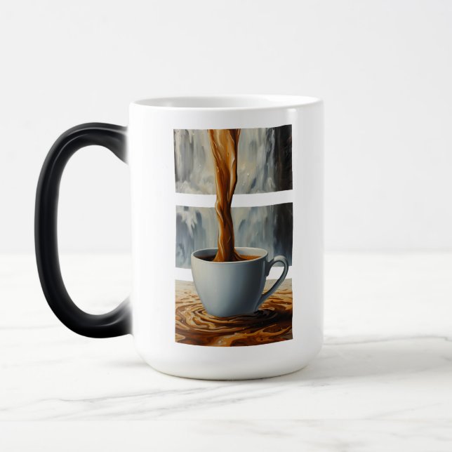 Kaffeekaskade Kunst mit Surreal Wasserfall Flow Verwandlungstasse (Links)