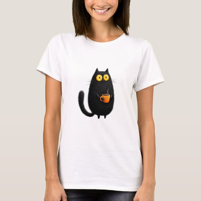 Kaffeekatze, Feinschmecker Chat T-Shirt (Vorderseite)