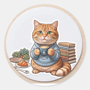 Kaffeekatze 😺 runder aufkleber