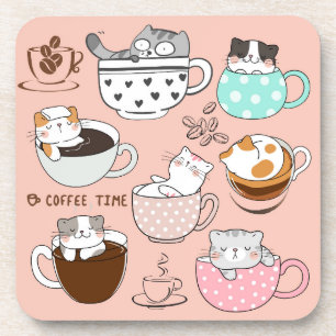 Kaffeekatzen Funny Getränkeuntersetzer